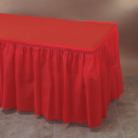 HOFFMASTER 14Ft x 29" Red Plastic Tableskirts, PK6 110011